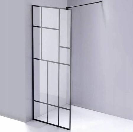 Calbati Ścianka prysznicowa 100 cm asymetryczna kratka szkło 8mm 96879599