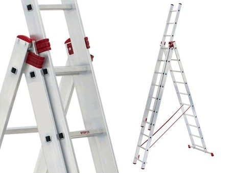 Drabina aluminiowa uniwersalna 3x11 Professional na schody (wysokość robocza: 8,45m) 99674913
